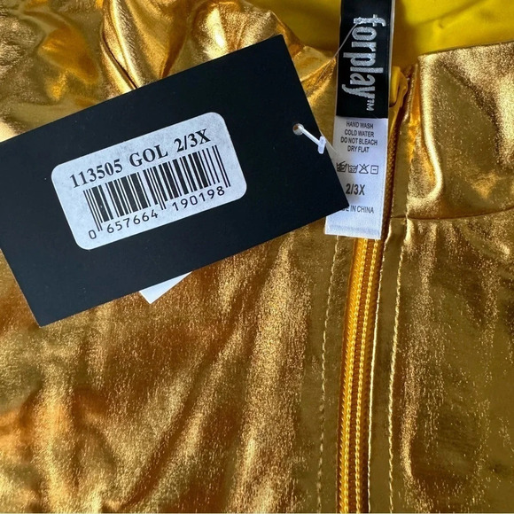 Forplay Women's Metallic Gold  Zip Front Mock Neck Catsuit - Picture 5 of 7